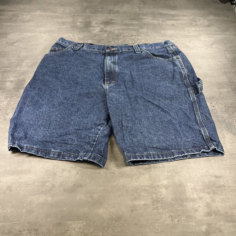Wrangler Jean Shorts Men 38x10 Jort Blue Denim Work Chore Carpenter Dark Wash